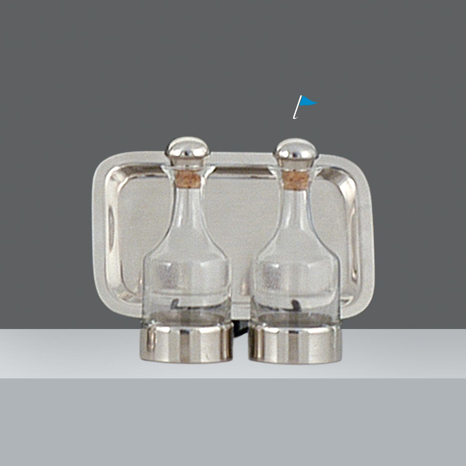 VINAGRERO VIDRIO Y PELTRE h.16cm