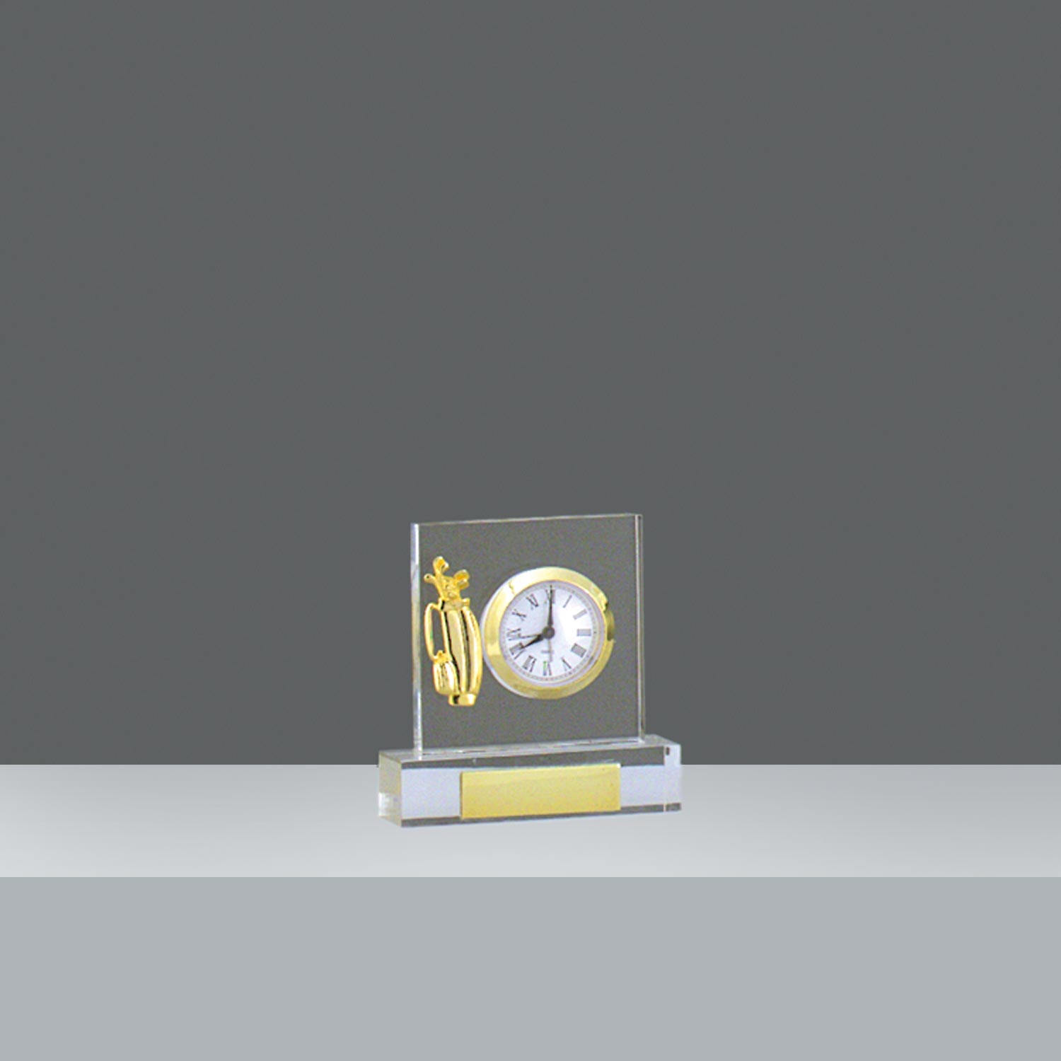RELOJ ACRILICO CUADRADO CON APLIQUE GOLF Nro 2  h. 13 cm