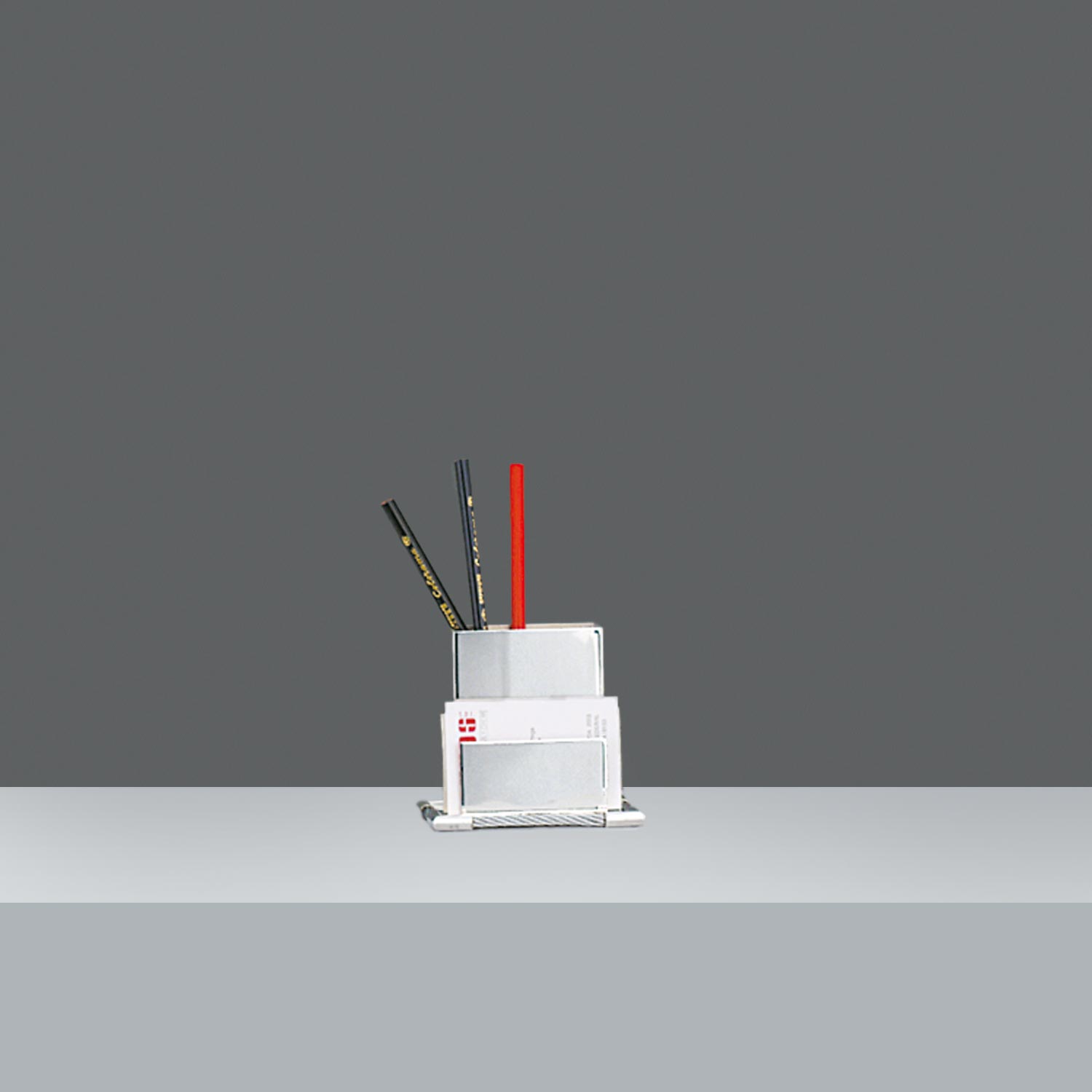 LAPICERO Y TARJETERO C/ACERO h.9.5cm