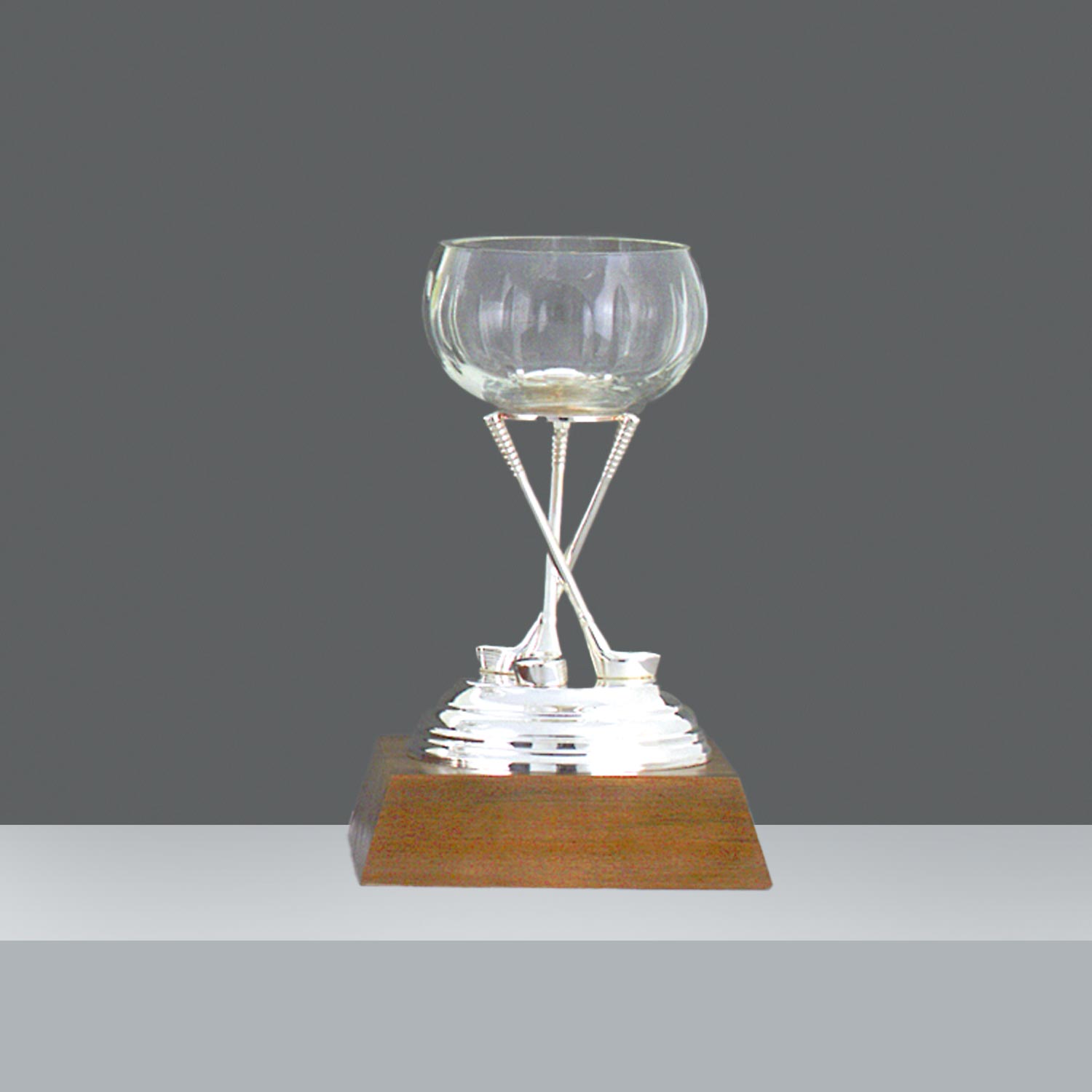 COPA TRES PALOS GOLF Nº3 CRISTAL h. 27 cm.