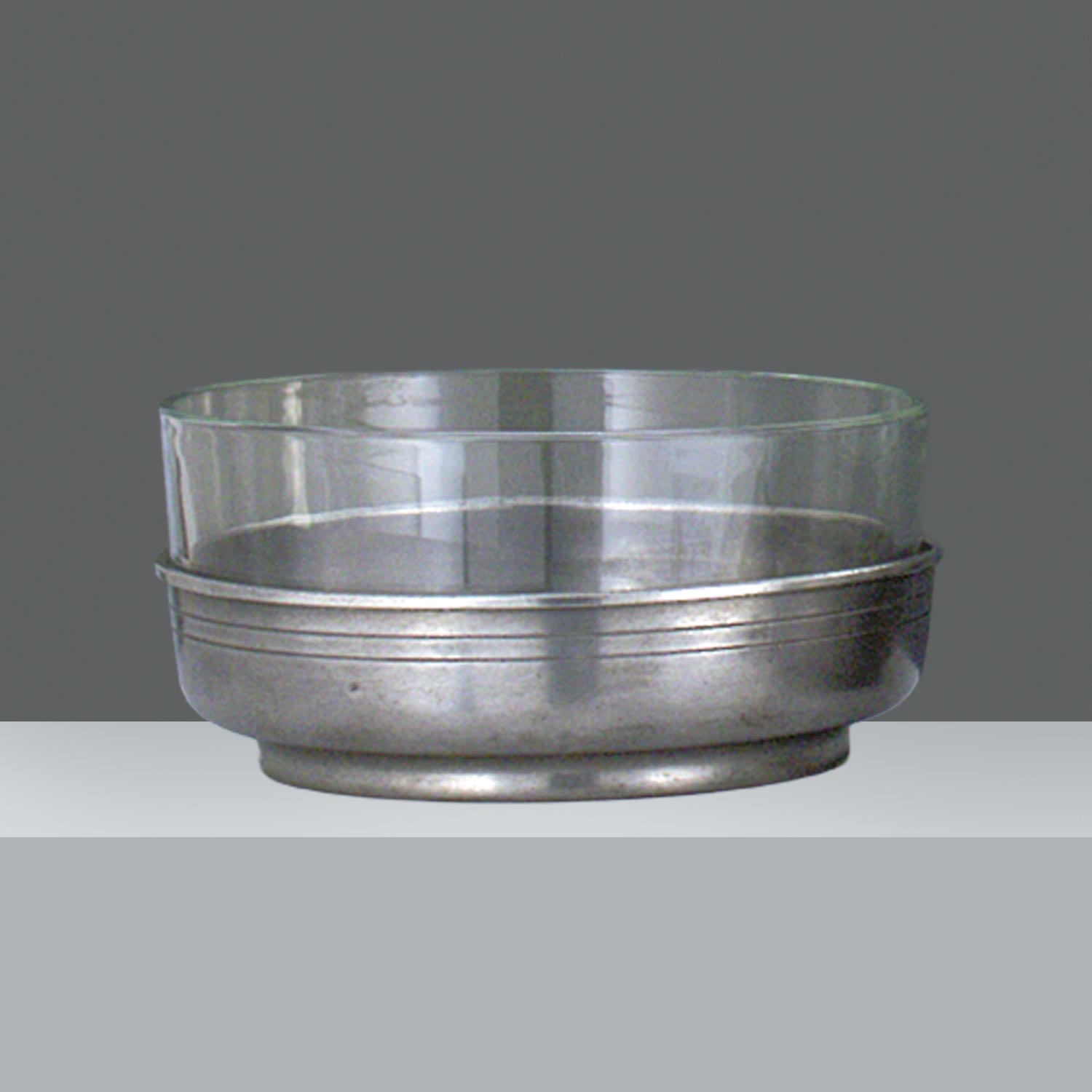 ENSALADERA VIDRIO Y PELTRE Nº4  diam. 23 cm