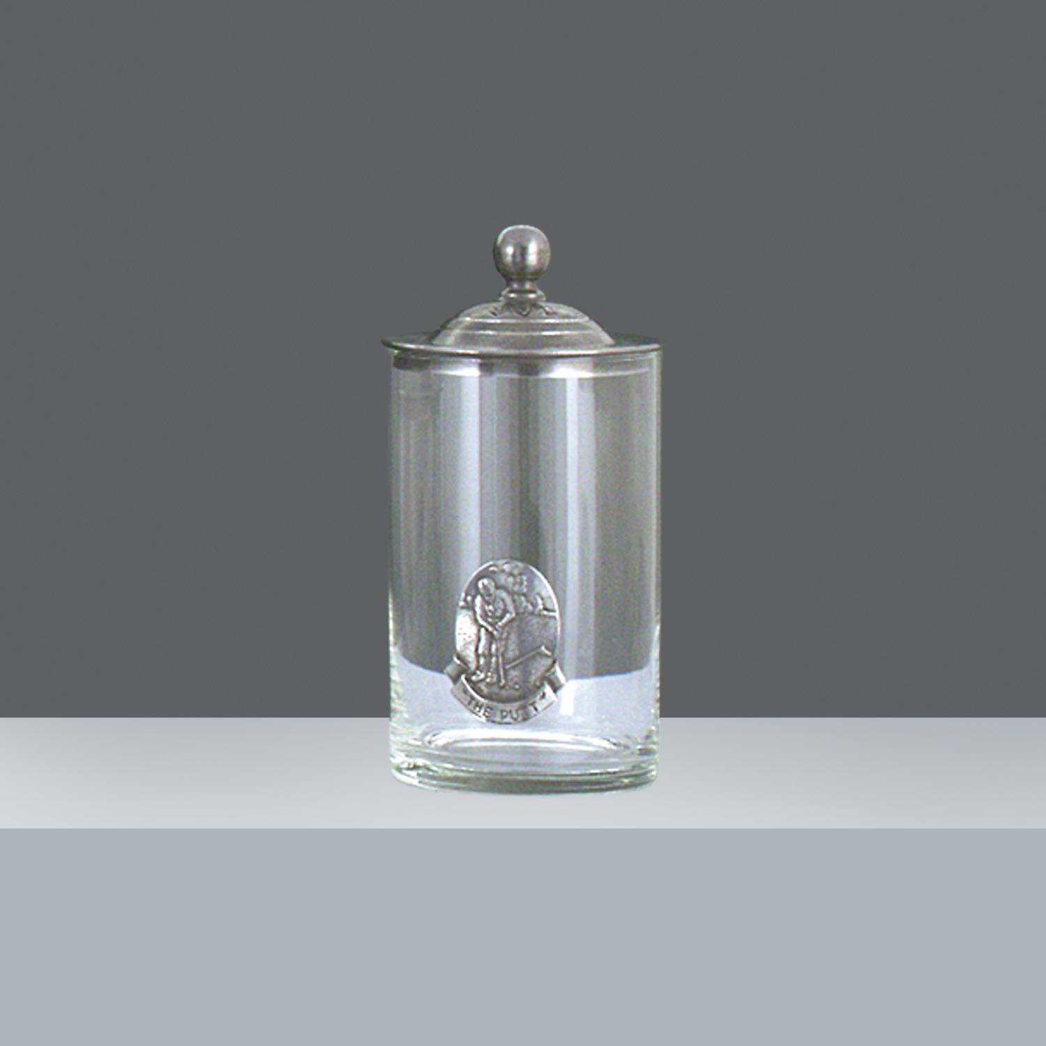 FRASCO CILINDRICO C/TAPA PELTRE  h. 16 cm