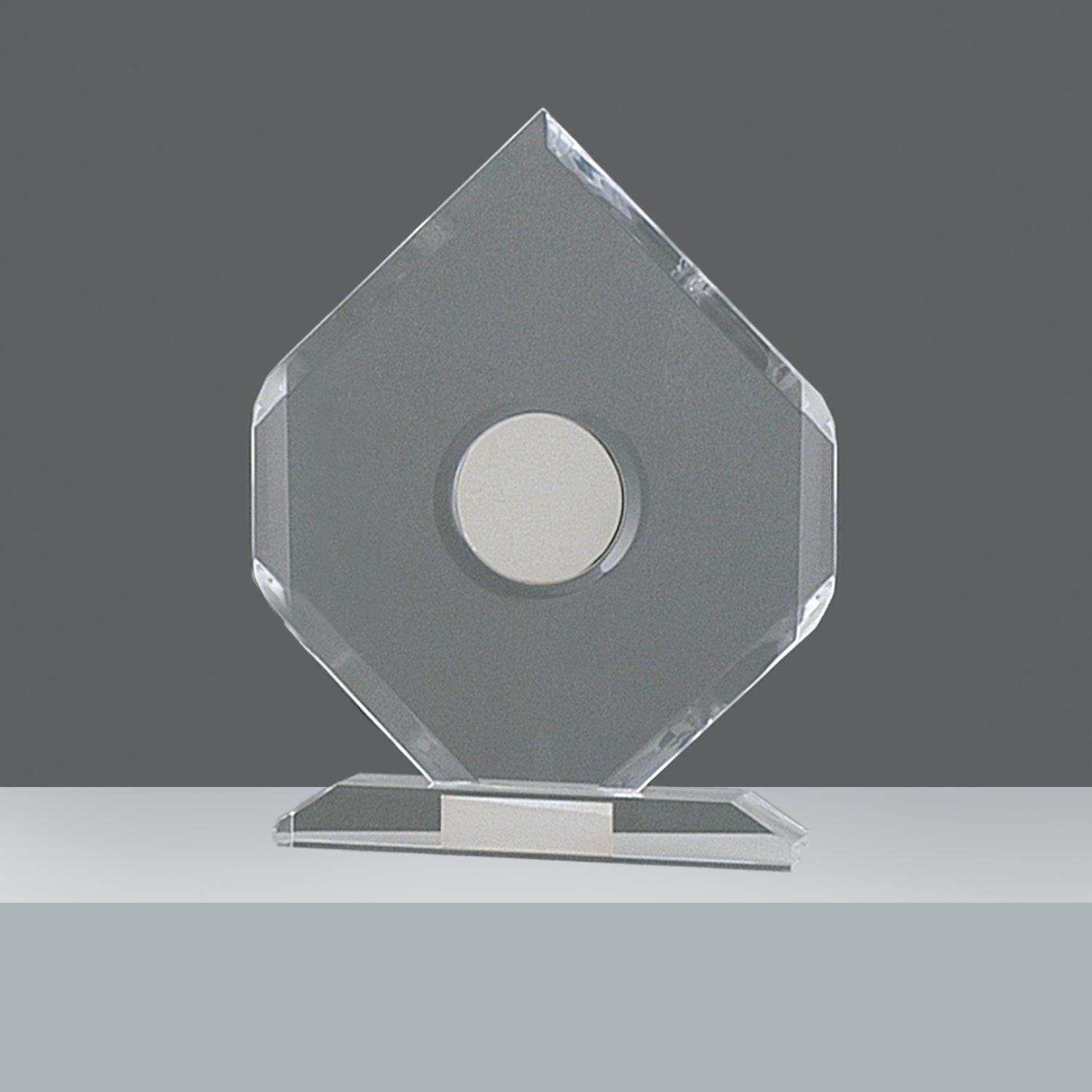 ACRILICO HEXAGONAL CON MEDALLON 35x27cm