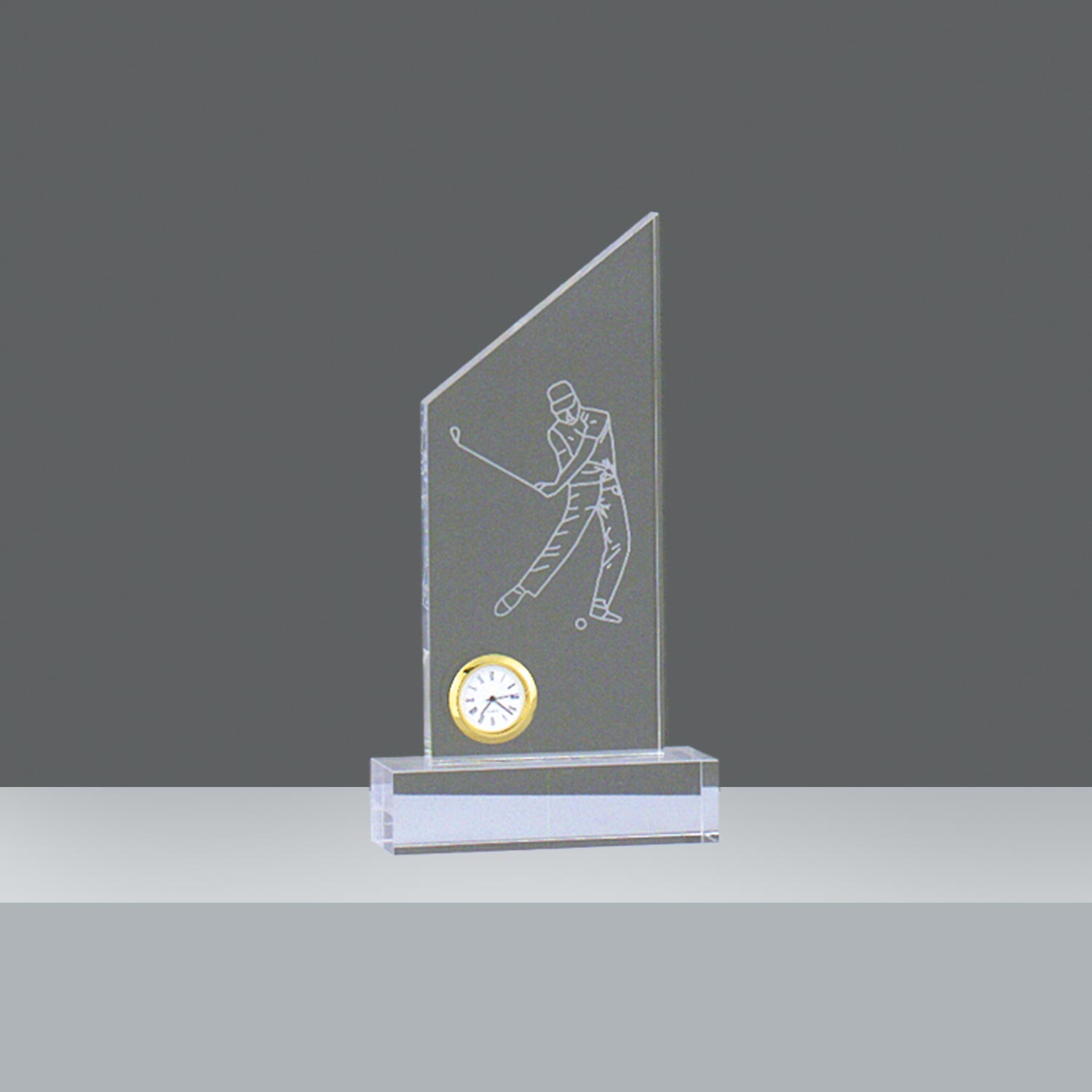 RELOJ ACRILICO OBLICUO Nro 3 CON GOLFISTA h. 26 cm