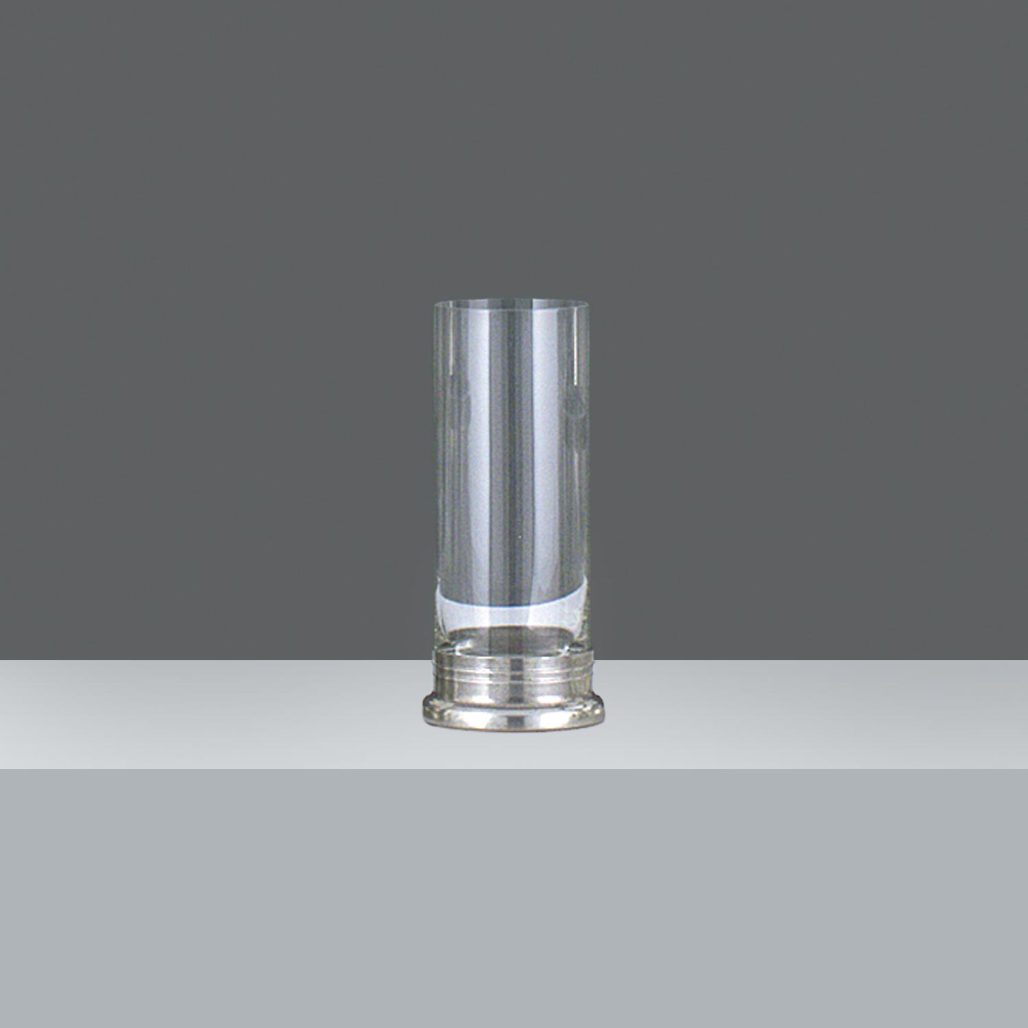 VASO VIDRIO Y PELTRE  h. 17.5 cm