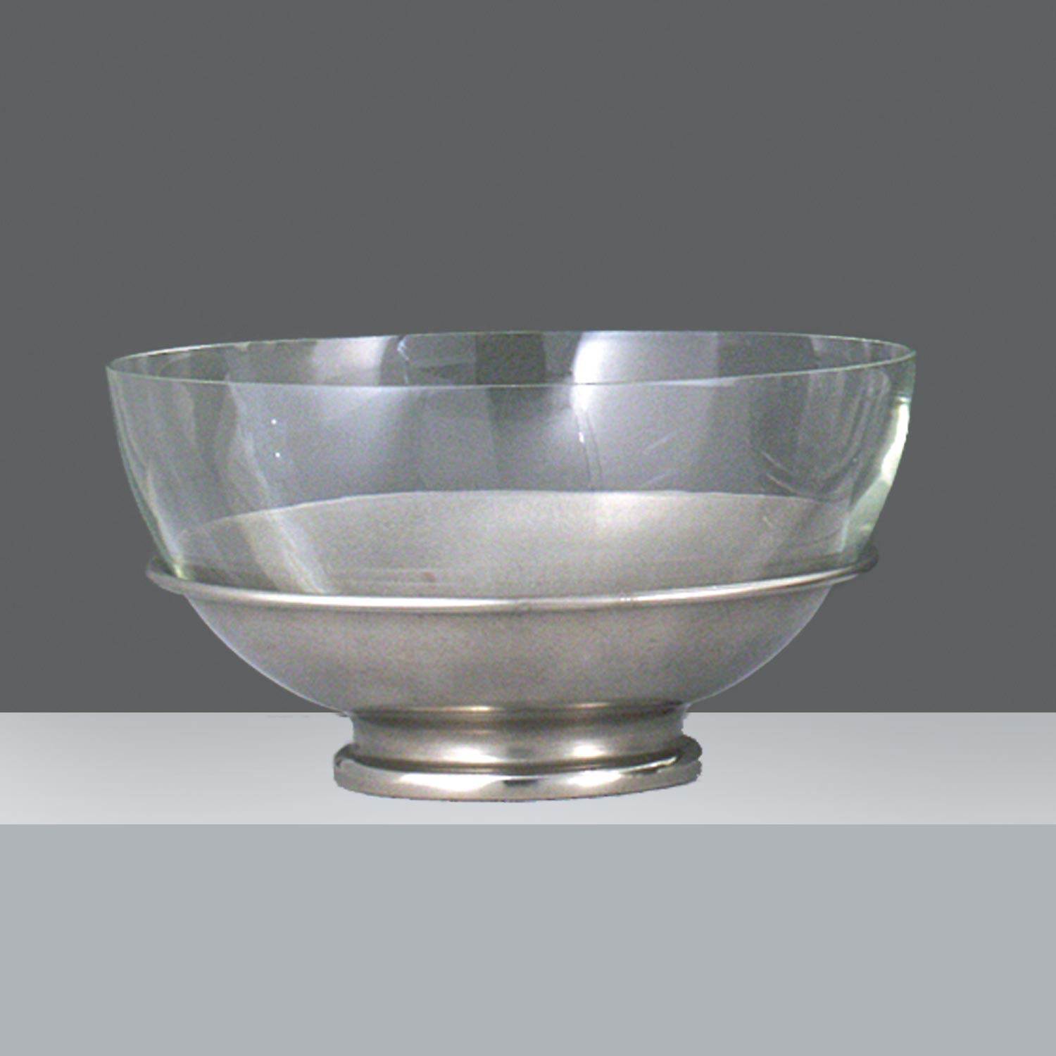 CENTRO C/PIE METALICO  h.15.5 ø 28cm - OLD SILVER