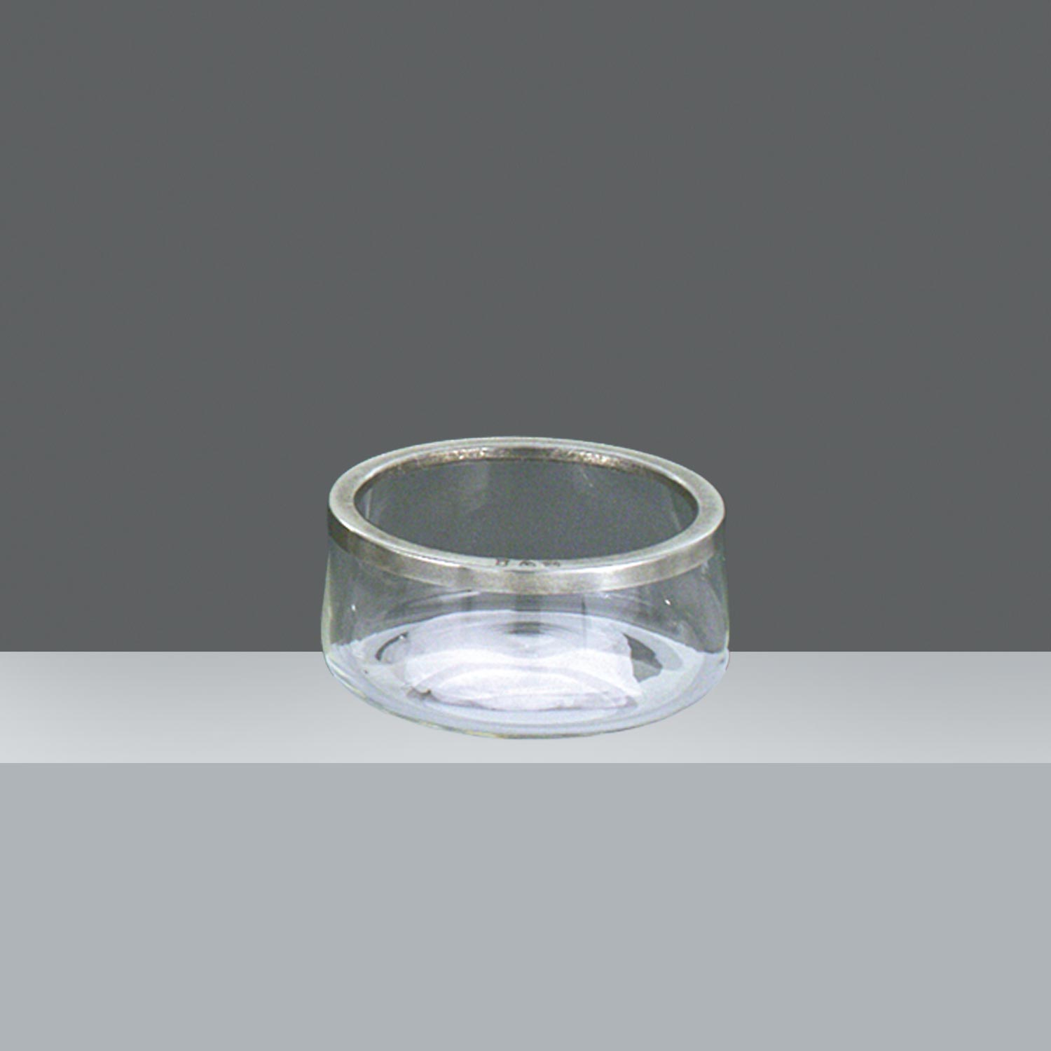 ENSALADERA DE VIDRIO C/ARO DE PELTRE diam. 16cm