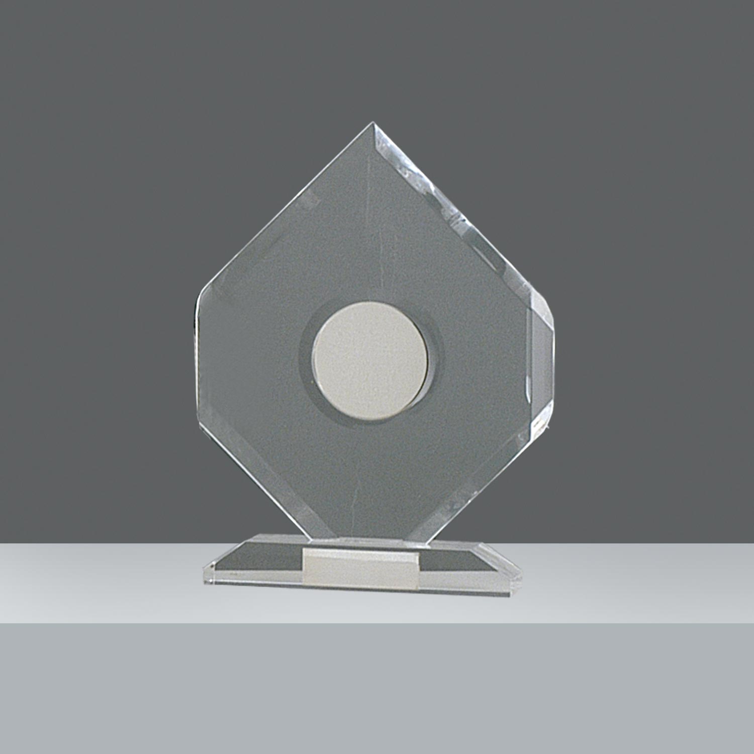 ACRILICO HEXAGONAL CON MEDALLON 32x25cm