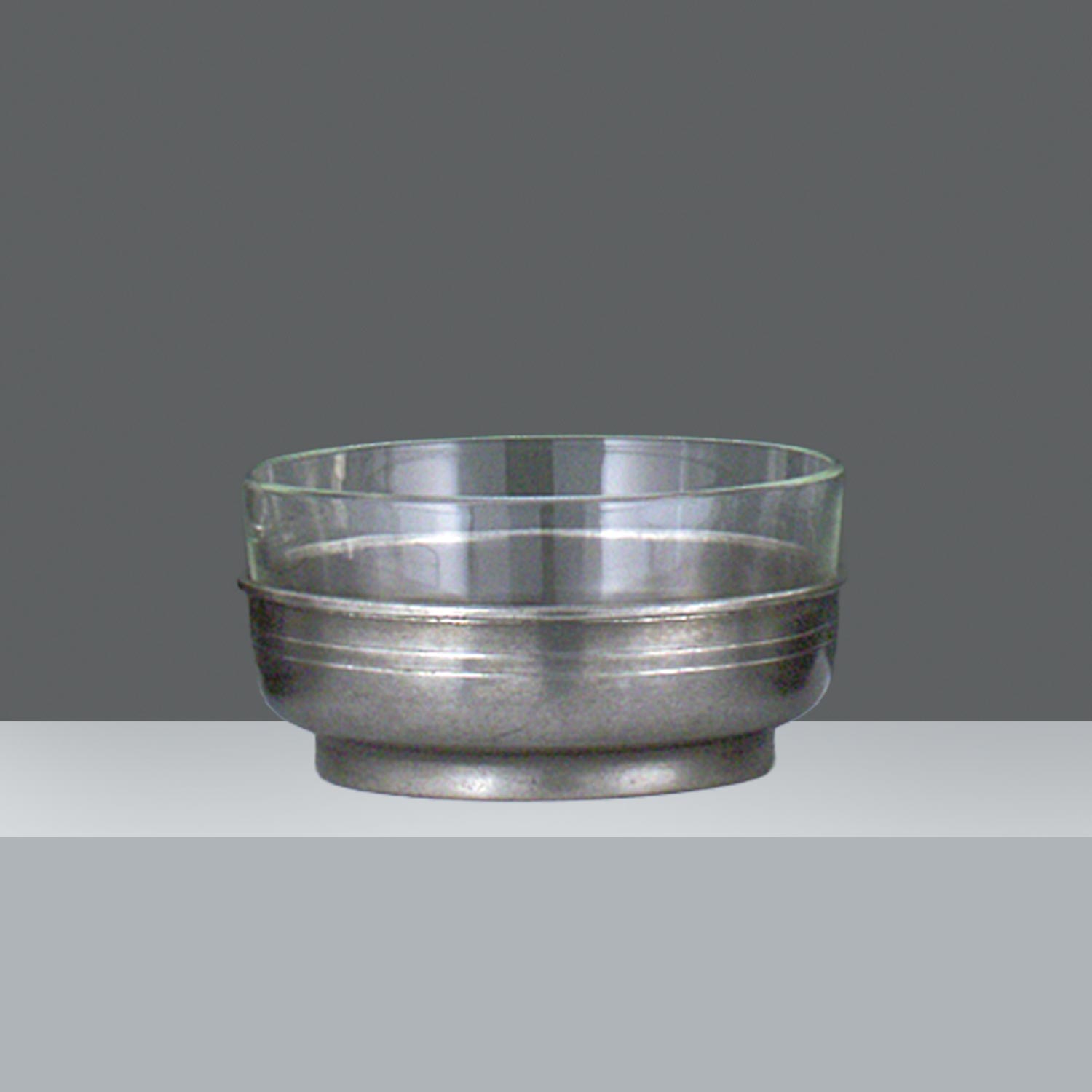 ENSALADERA VIDRIO Y PELTRE Nº3  diam. 19 cm