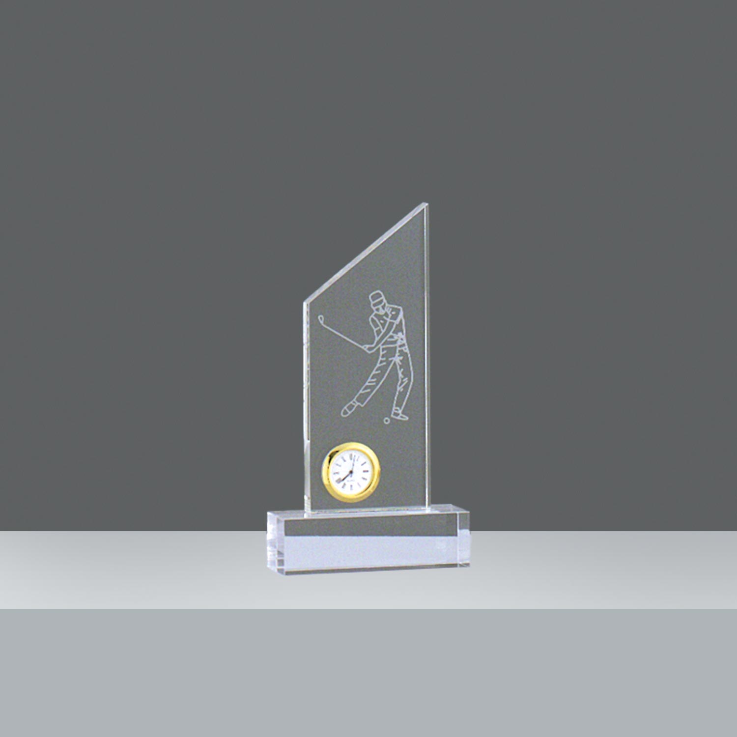 RELOJ ACRILICO OBLICUO Nro 2 CON GOLFISTA h. 22 cm