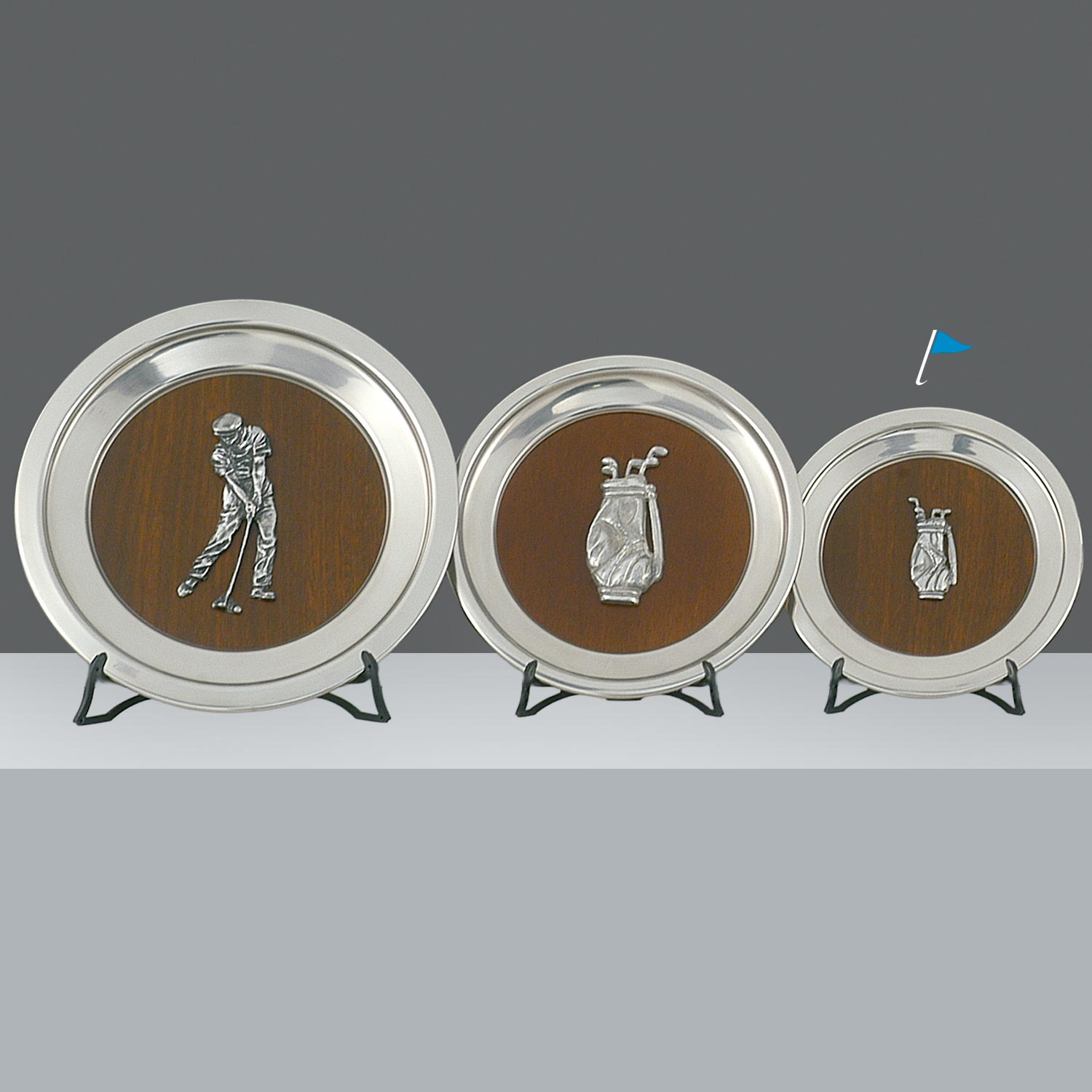 PLATO CON MADERA APLIQUE GOLF Diam.22cm