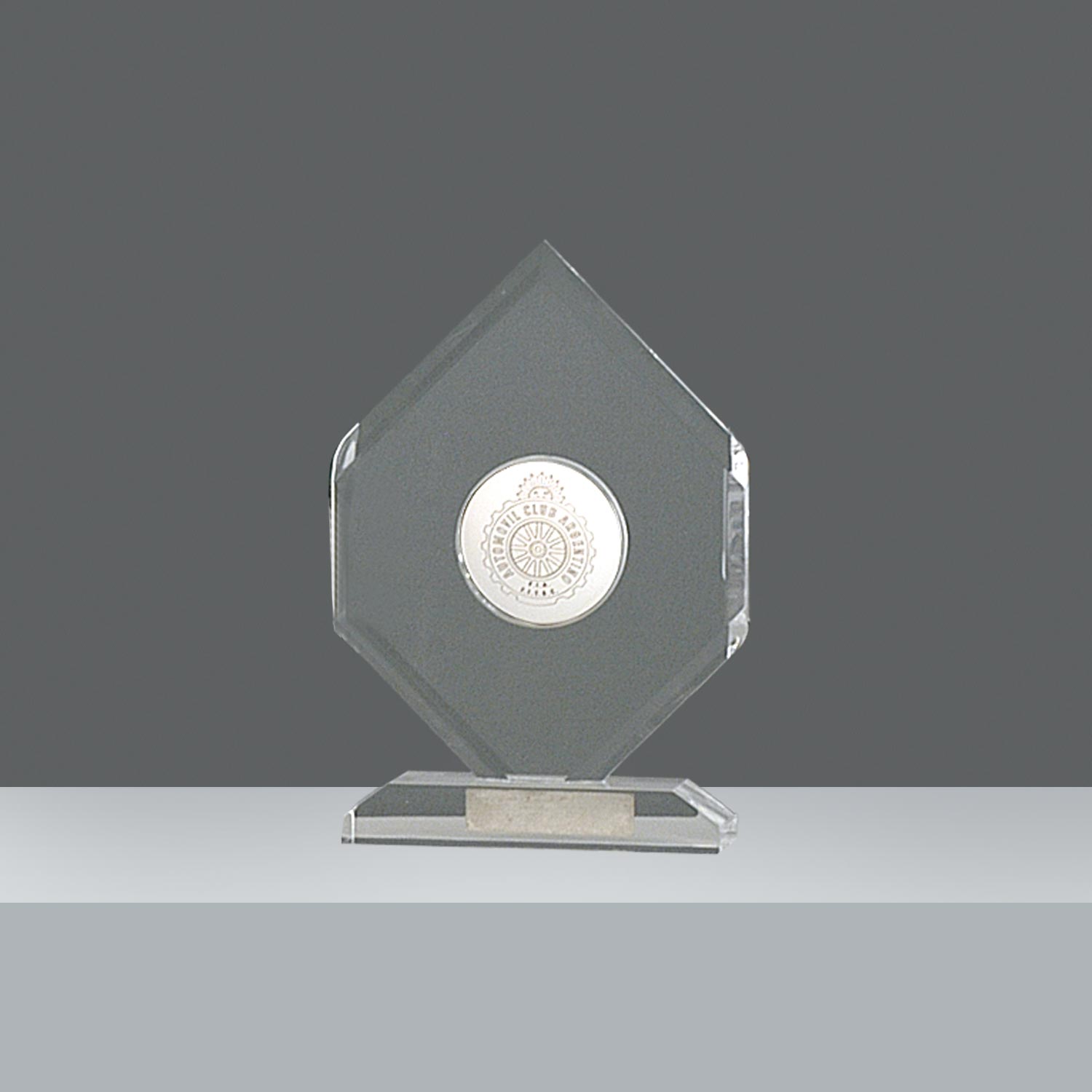 ACRILICO HEXAGONAL CON MEDALLON 28.5x20cm