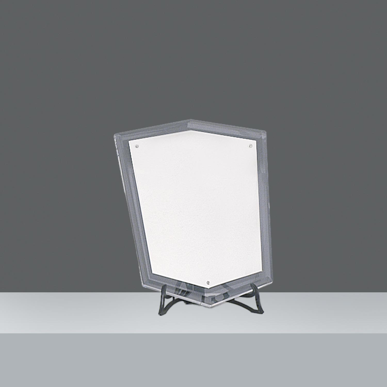 ACRILICO ESPECIAL CON PLACA METAL PLATEADO  h. 25 cm