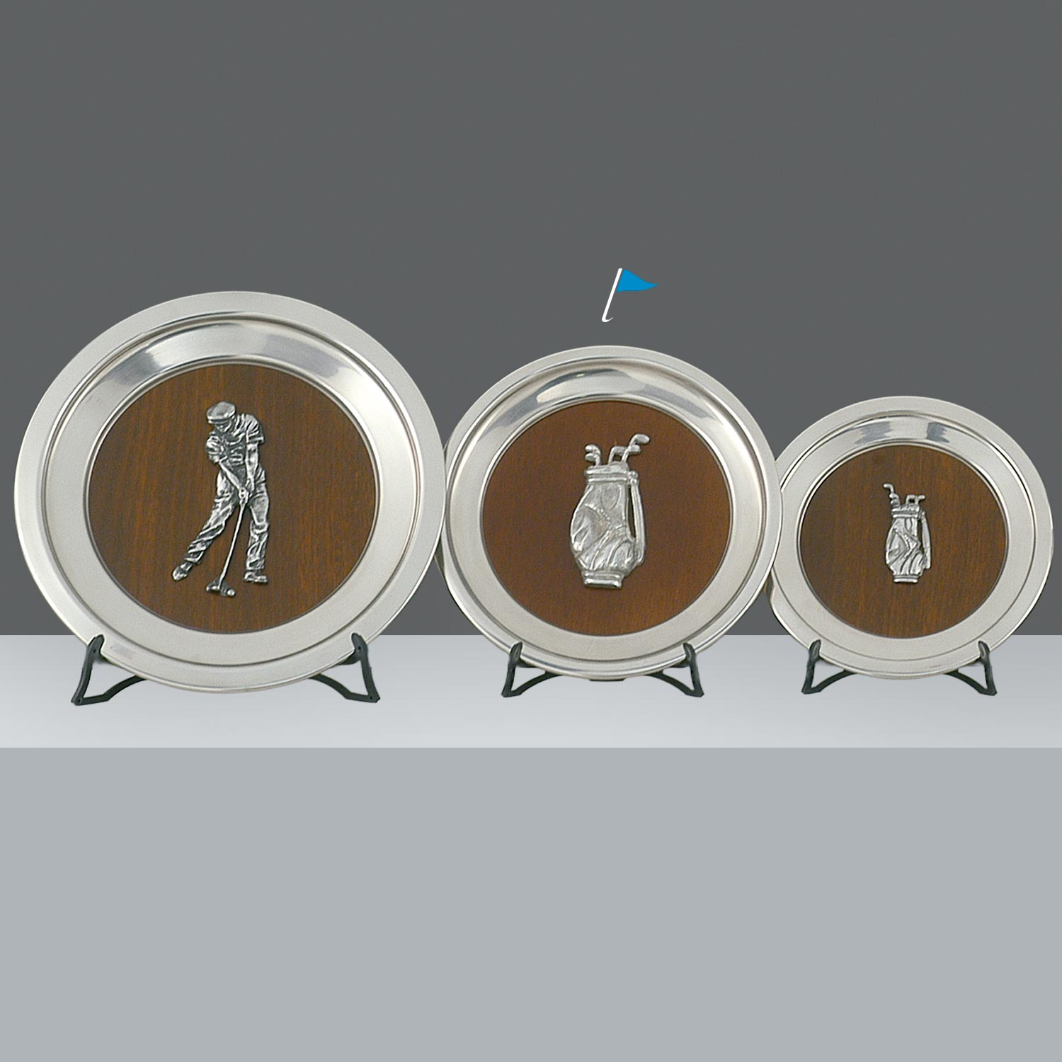PLATO CON MADERA APLIQUE GOLF Diam.26cm