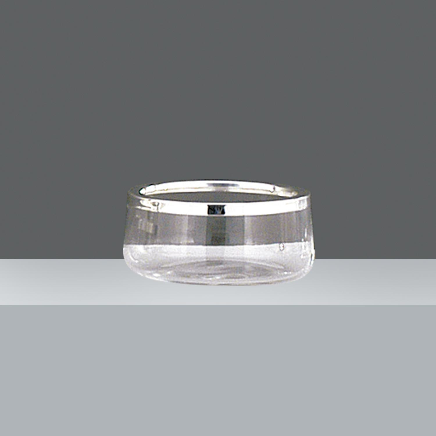 ENSALADERA DE VIDRIO C/ARO DE METAL PLATEADO diam. 16cm