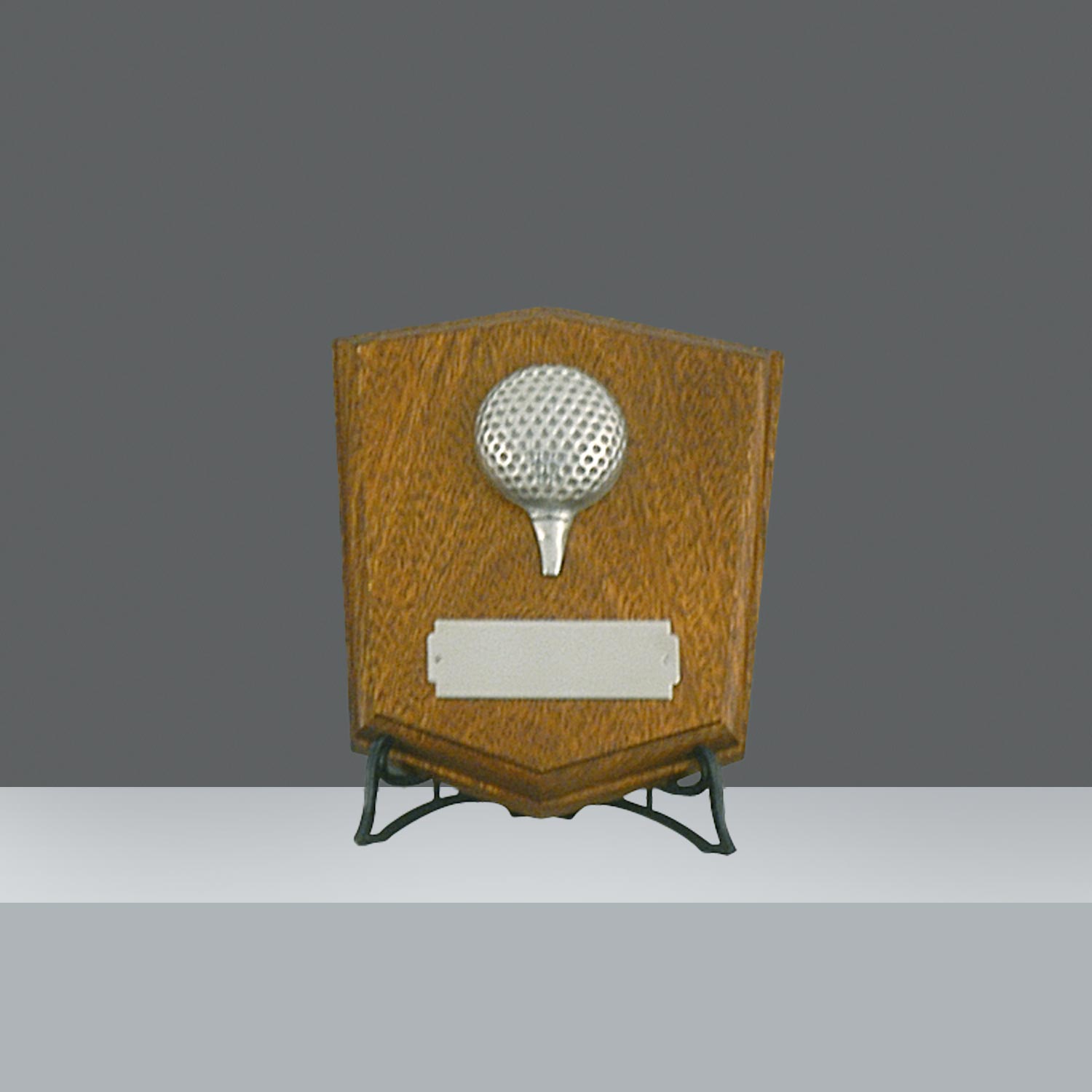 PLAQUETA MADERA LUSTRADA CON APLIQUE PELOTA DE GOLF  h. 20 cm