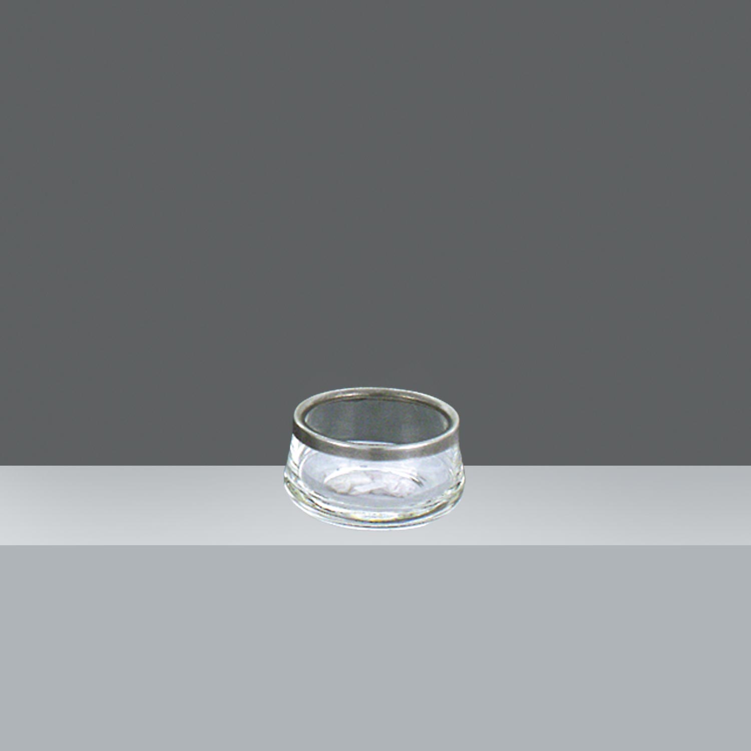 ENSALADERA DE VIDRIO C/ARO DE PELTRE diam. 11cm