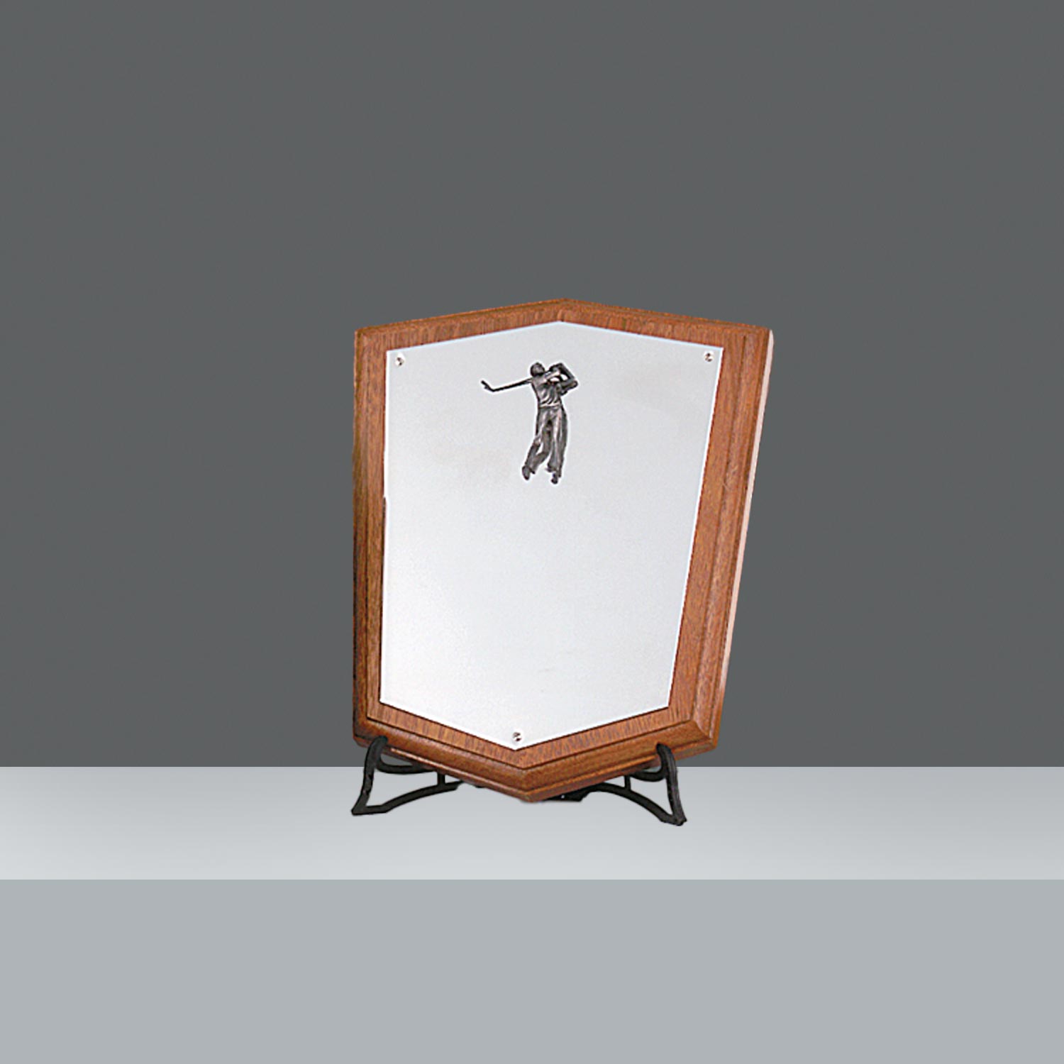 PLAQUETA MAD.C/APLIQUE GOLFISTA  h. 25 cm