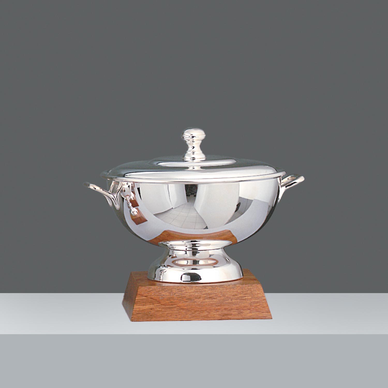 SOPERA CON TAPA EN METAL PLATEADO 25cm diam.