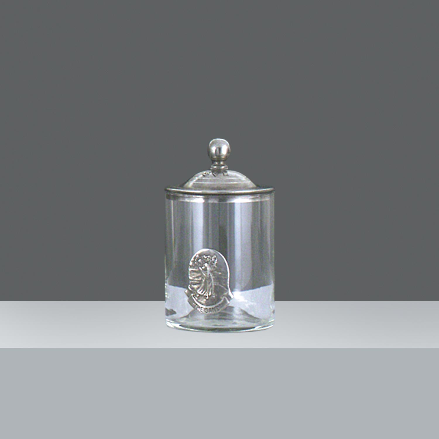 FRASCO CILINDRICO C/TAPA PELTRE  h. 12 cm